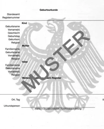 Geburtsurkunde Muster